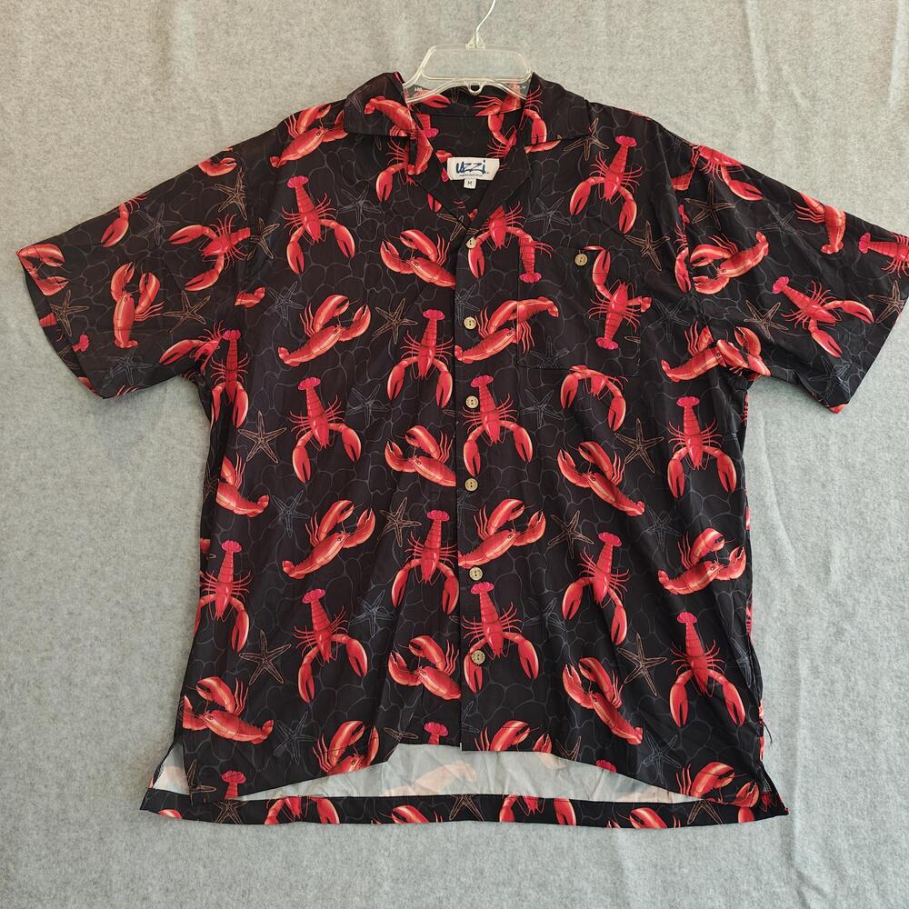 Uzzi Amphibious Gear Lobster Shirt Mens M Black Nautical Starfish Short Sleeve